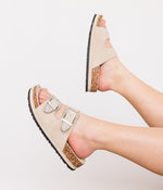 Mickie Western Slides in Cream