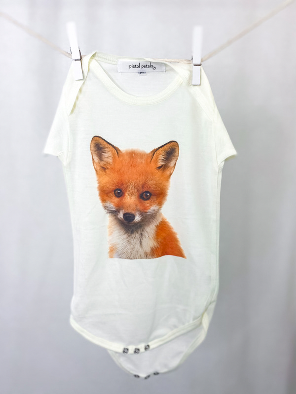 Pistol Petals Baby Fox Onesie