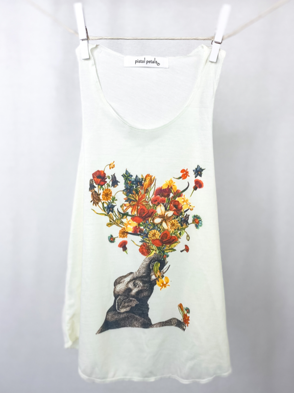 Pistol Petals Elephant Flower Bouquet Girl Top