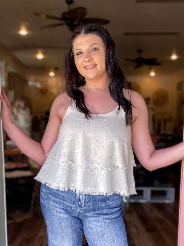 Pia Linen Cami Crop Top