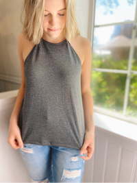 Seasons Flowy Charcoal Tank Top
